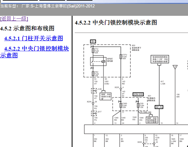 2011-2012年雪佛兰赛欧中控电路图