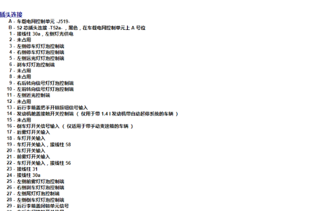 2012年大众帕萨特车身电脑针脚