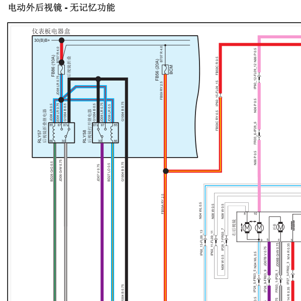 2018年众泰T600后视镜电路图