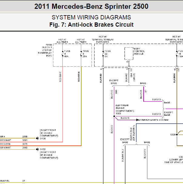 2011年奔驰斯宾特ABS电路图