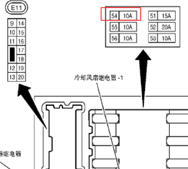 2008年日产逍客保险丝54号位置