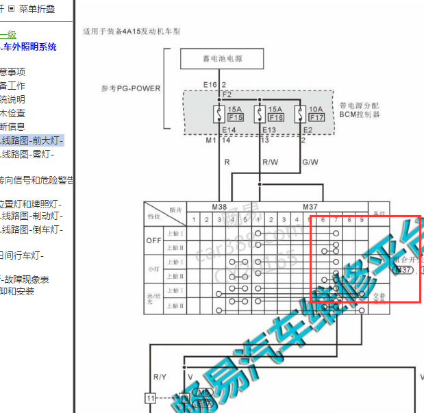 2011-2016年日产帅客组合开关电路图.