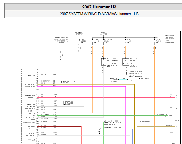 2007年悍马H3发动机电路图