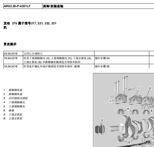2014年奔驰S320曲轴拆装