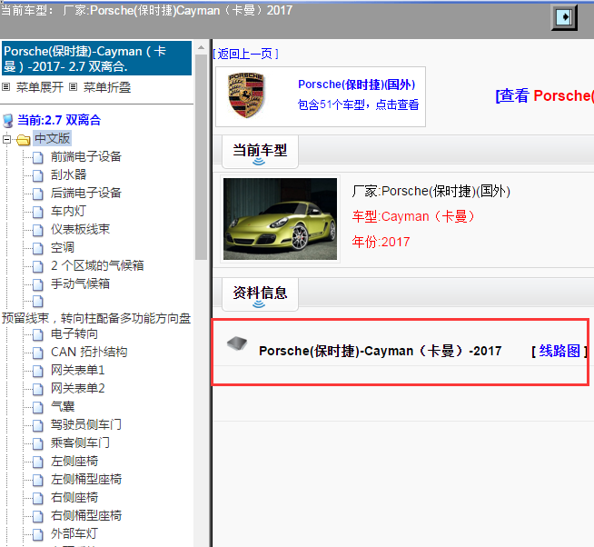 Porsche(保时捷)-Cayman（卡曼）-2017[ 线路图 ]