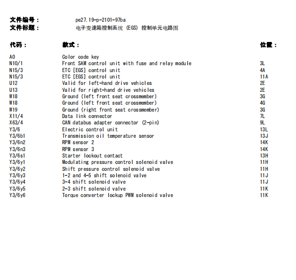 2002年变速箱电路图