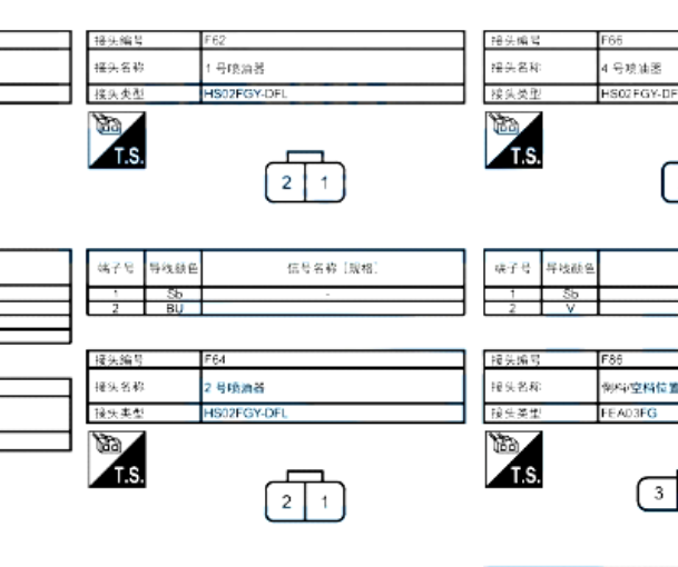 18年东风启辰T70喷油器插头定义