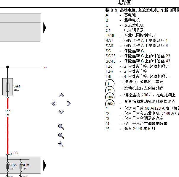 2005年大众开迪发电机电路图