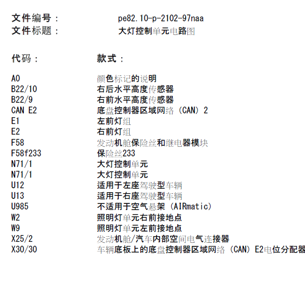 奔驰GL350大灯控制单元电路图