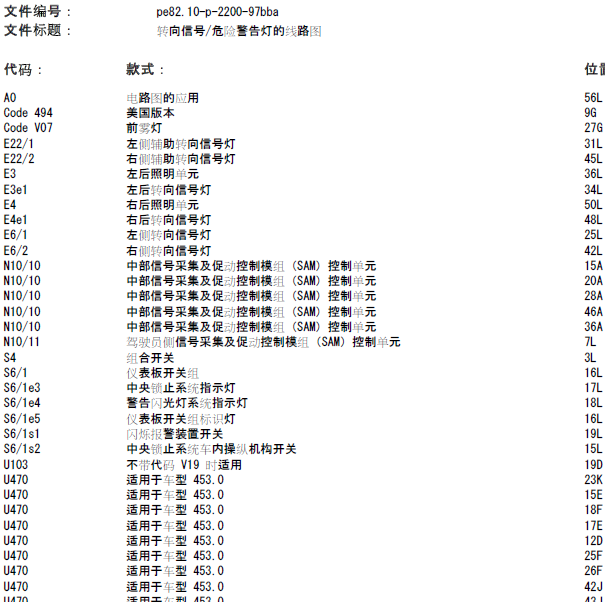 奔驰SMART 转向灯电路图