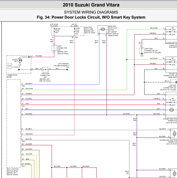 2010年铃木超级维塔拉中控门锁线路图