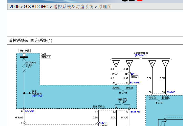 2009年起亚霸锐中控门锁遥控电路图