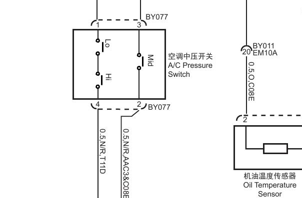 2018-2019年荣威RX3 压力开关电路图