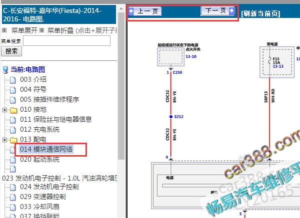 2016年福特嘉年华网络通讯电路图