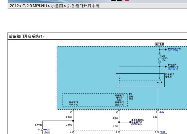 2012年起亚智跑2012年尾门锁电路图