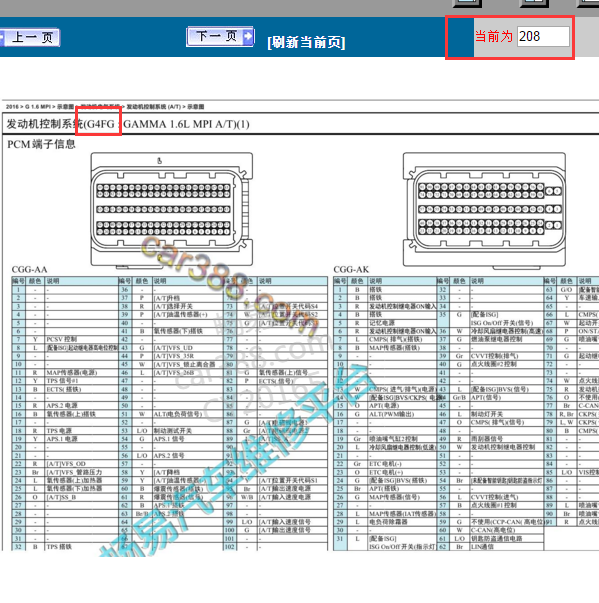 2016年现代朗动发动机电脑105和91针针脚图 