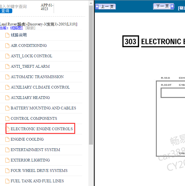 2005年路虎发现3发动机电路图