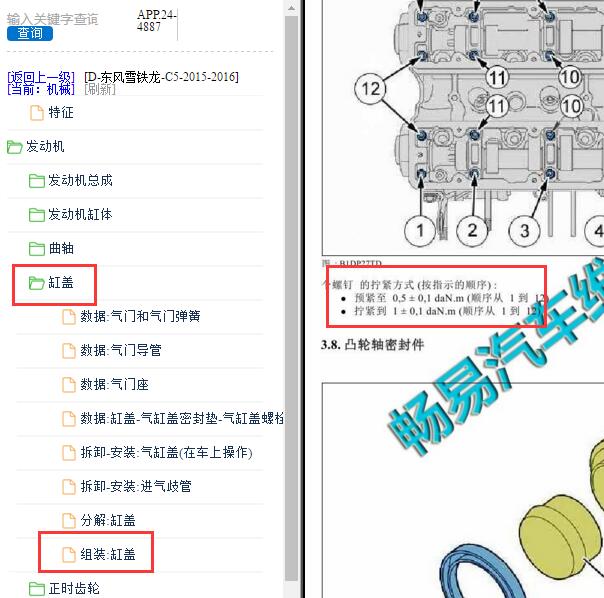 2015年东风雪铁龙C5发动机缸盖扭矩