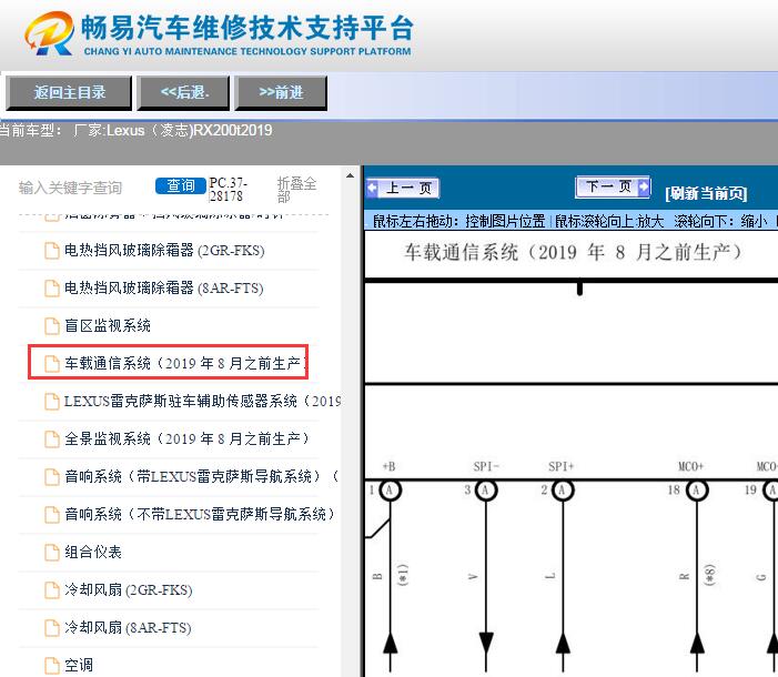 2019年雷克萨斯RX200t 车载通信电路图