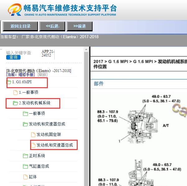 2017-2018年现代朗动发动机分解图