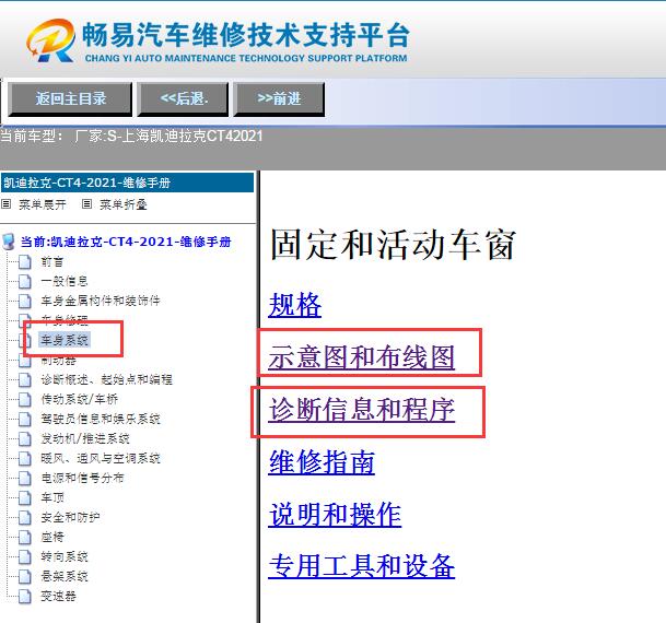 2021年凯迪拉克CT4车窗电路图和故障诊断