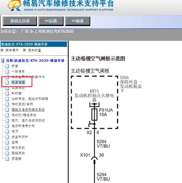 2020年凯迪拉克XT6前格栅电路图