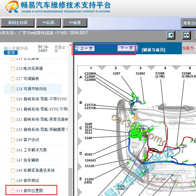 2016-2017年福特猛禽F150全车元件位置