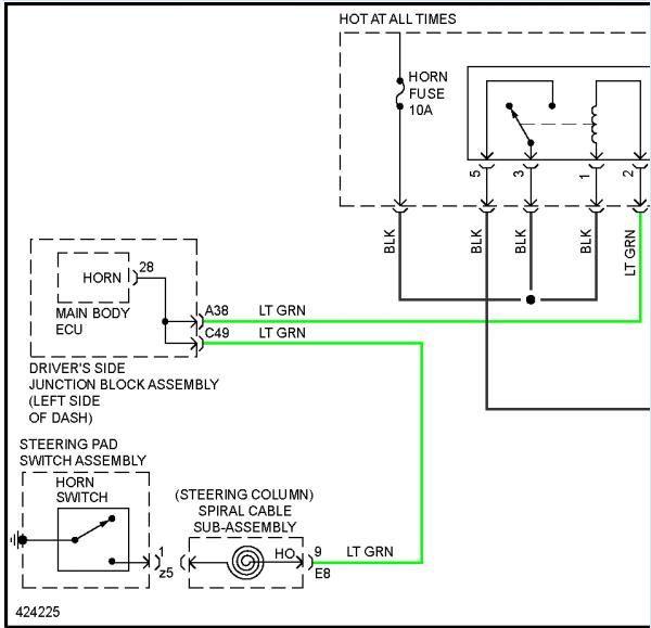 2014年丰田花冠喇叭电路图