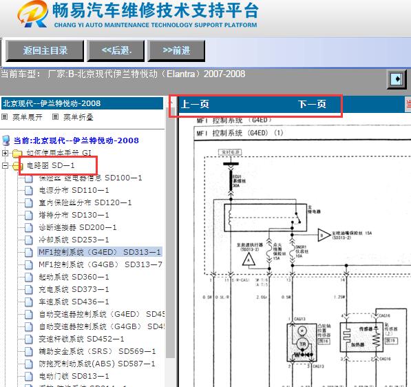 2007-2008年现代伊兰特发动机电路图