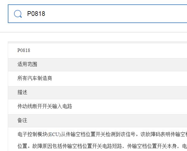 P0818故障码说明资料