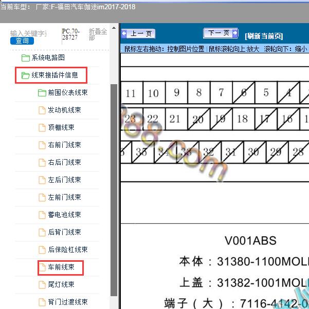 2017-2018年福田汽车-伽途imABS针脚