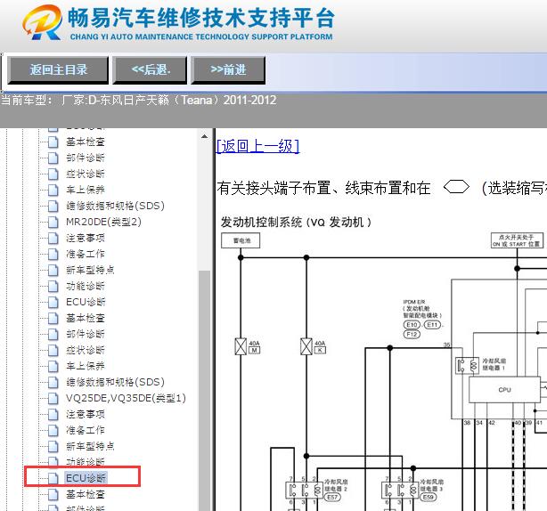 2011-2012年日产天籁发动机电路图