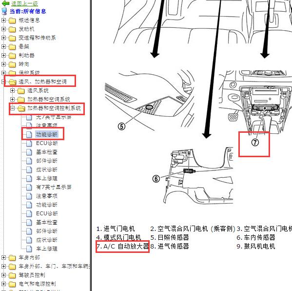 2011年日产天籁空调放大器位置