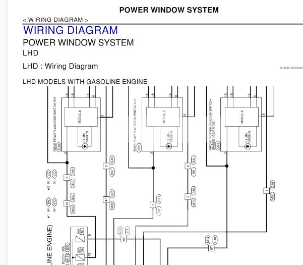 2014年英菲尼迪Q50S车窗玻璃升降电路图