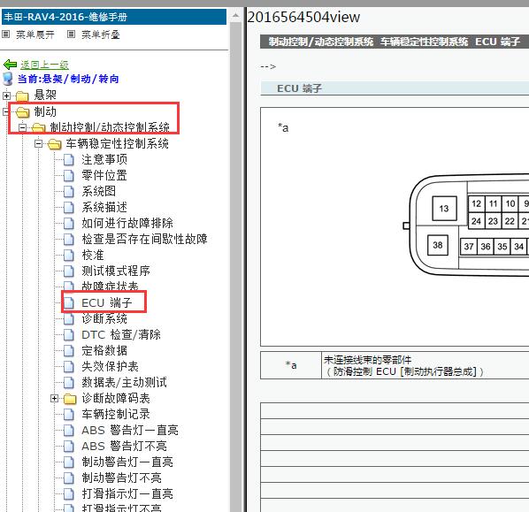 2016年丰田RAV4 ABS针脚