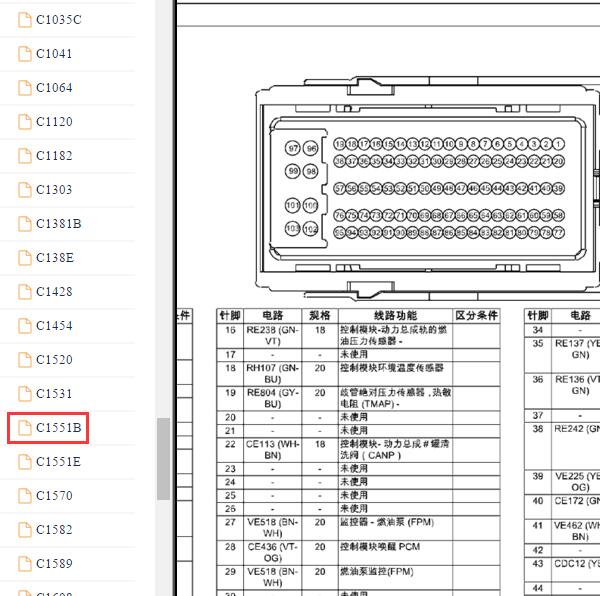 2013年福特翼虎发动机针脚
