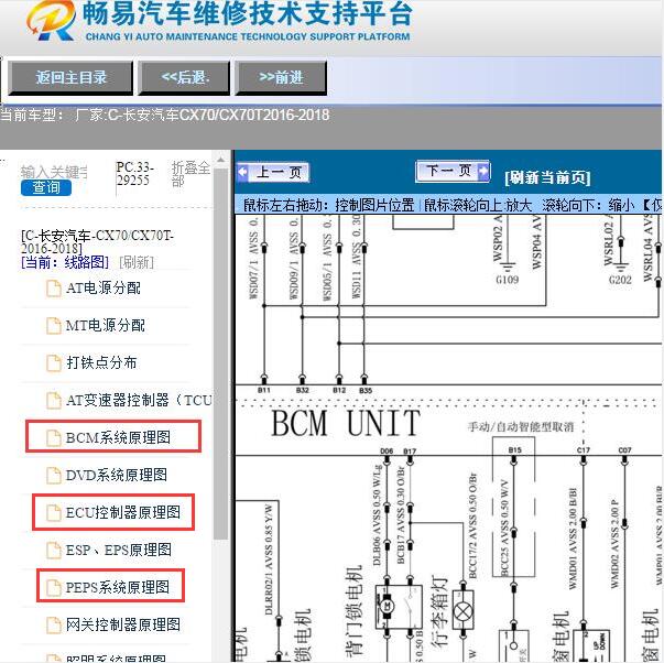 2016-2018年长安汽车-CX70/CX70T发动机车身及智能钥匙电路图