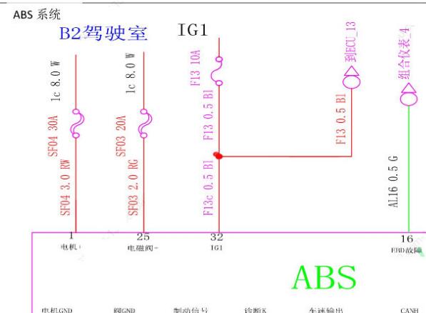 2020年金杯T30ABS和刹车开关电路图
