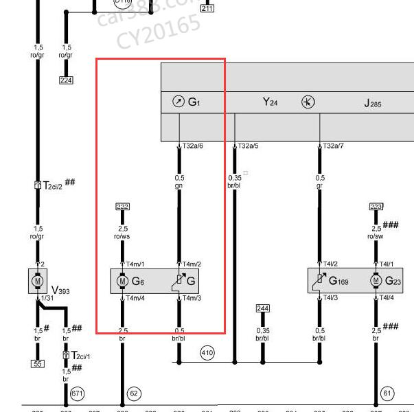 2010年奥迪Q7 发动机燃油存量传感器电路图