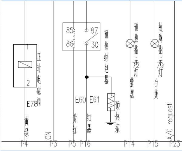 锐骐CYQD80-E3发动机预热系统电路图