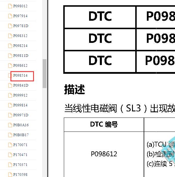 2018年红旗H5 P098514故障码资料