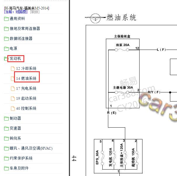 2014年海马福美来M5 HM474发动机油泵电路图