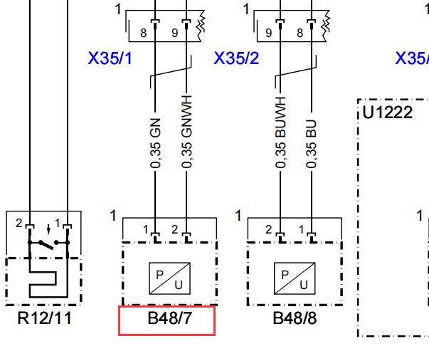 2016年奔驰S320L 左前门碰撞传感器电路图