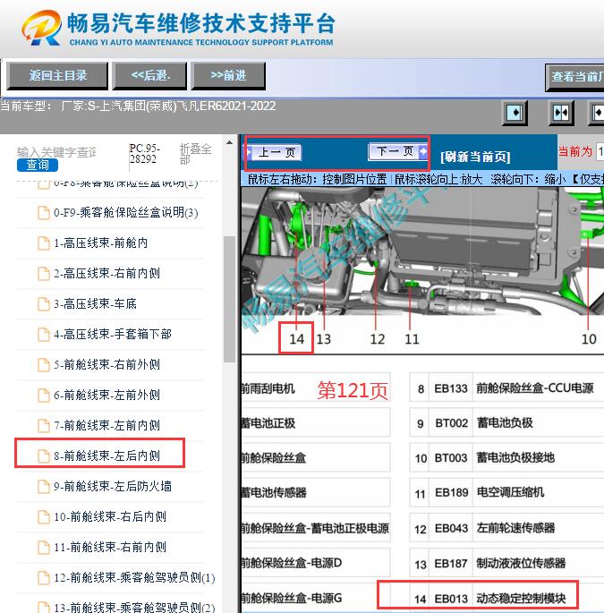 2021-2022年荣威非凡ER6 EB013动态稳定系统部件位置