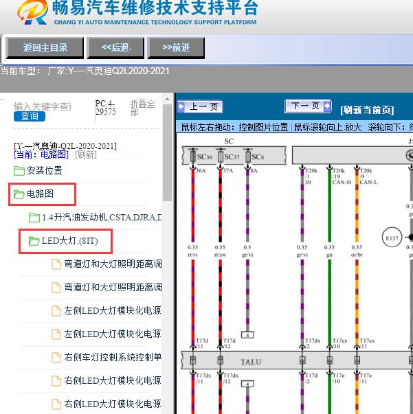 2020-2021年一汽奥迪-Q2L大灯电路图