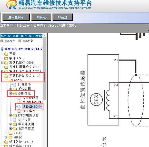 2014-2015年郑州日产-帅客（Succe）发动机电脑电路图