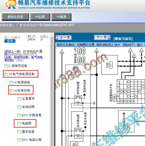 2016-2017年东风日产-西玛(MAXIMA)车身控制电路图