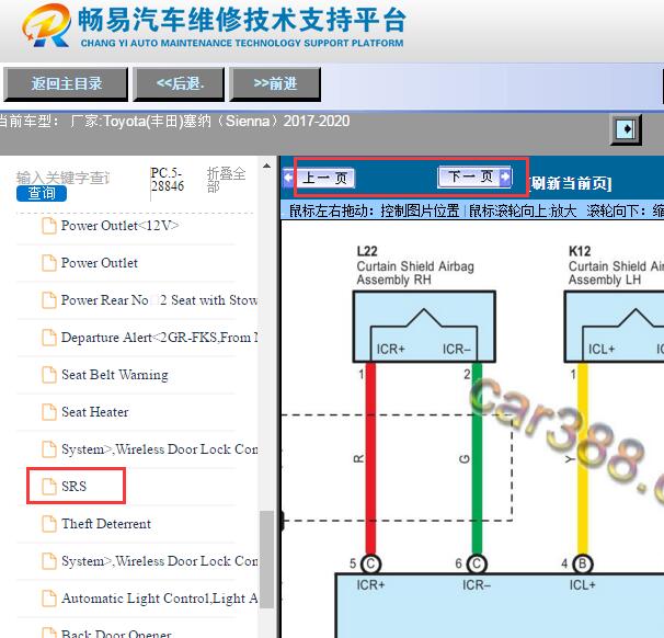 2017-2020年丰田塞纳气囊电路图