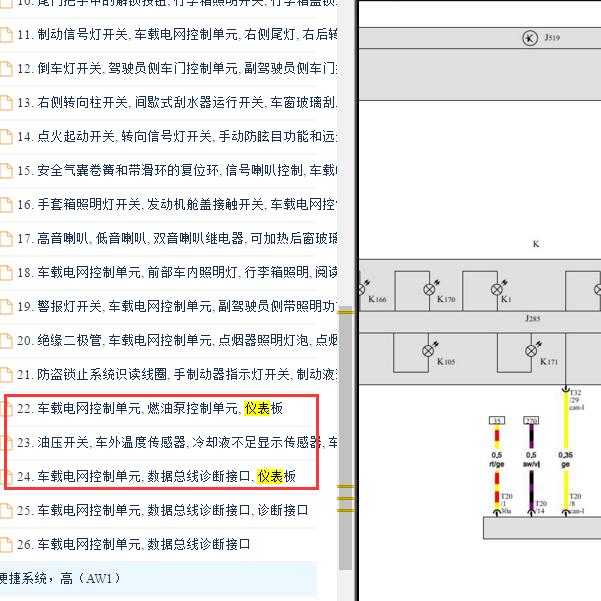 2012年大众速腾（Sagitar）仪表电路图