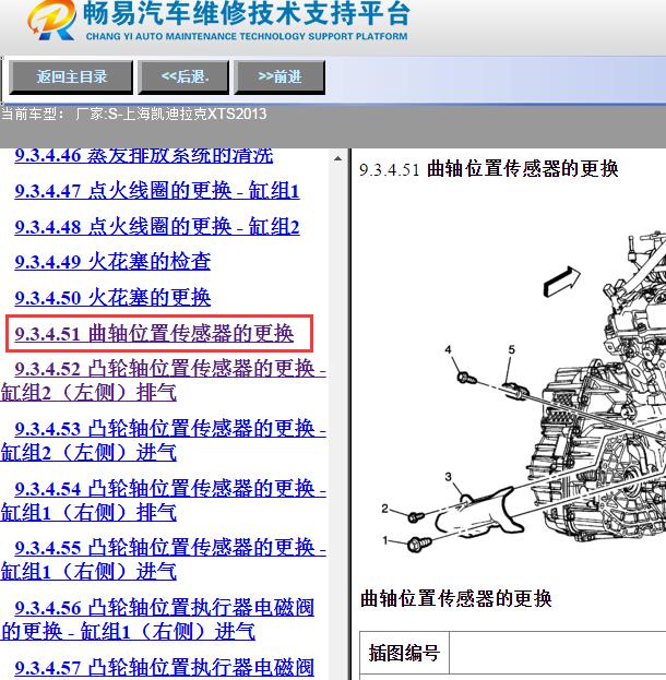 2013年凯迪拉克XTS曲轴位置传感器拆装